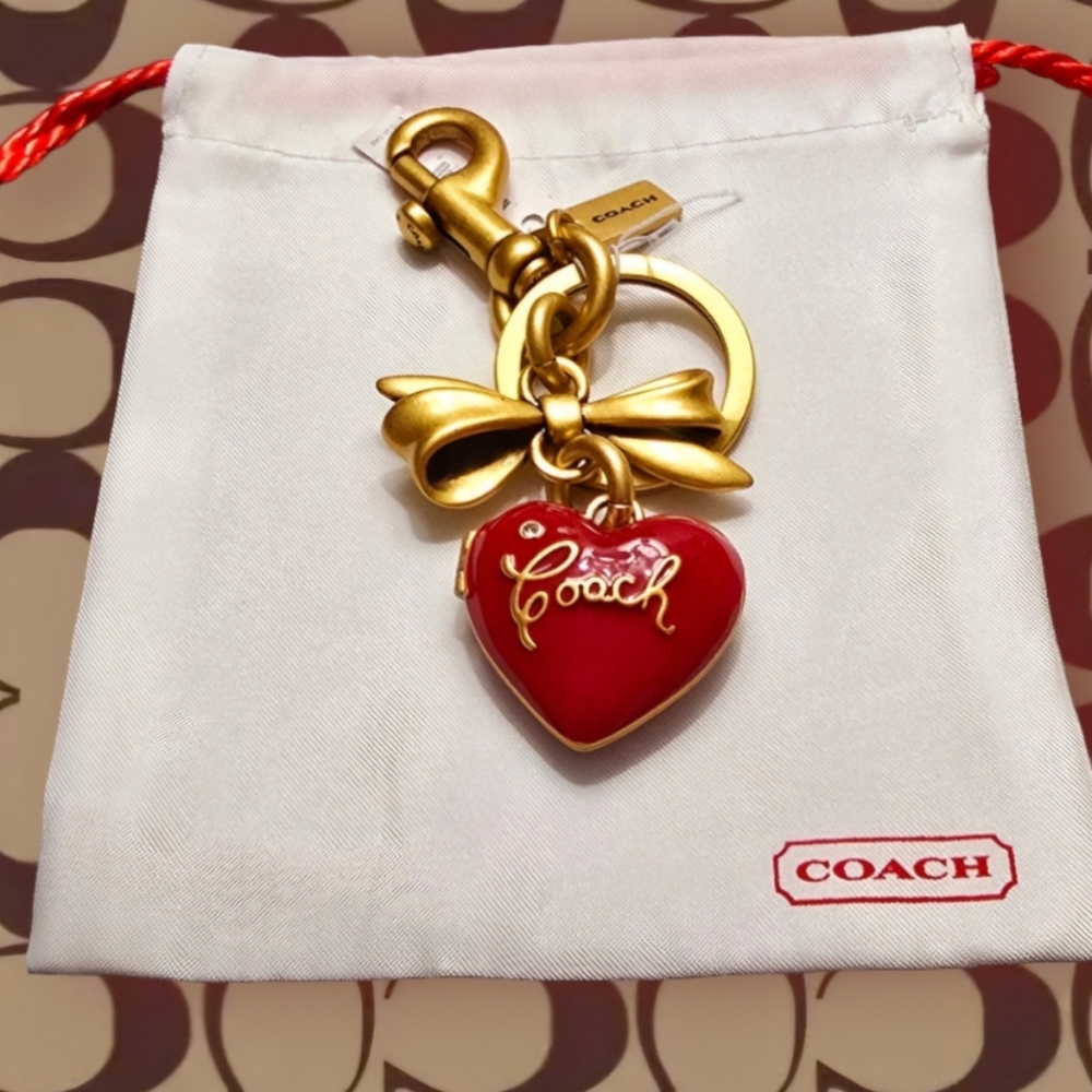 Coach Heart Locket Keychain Charm